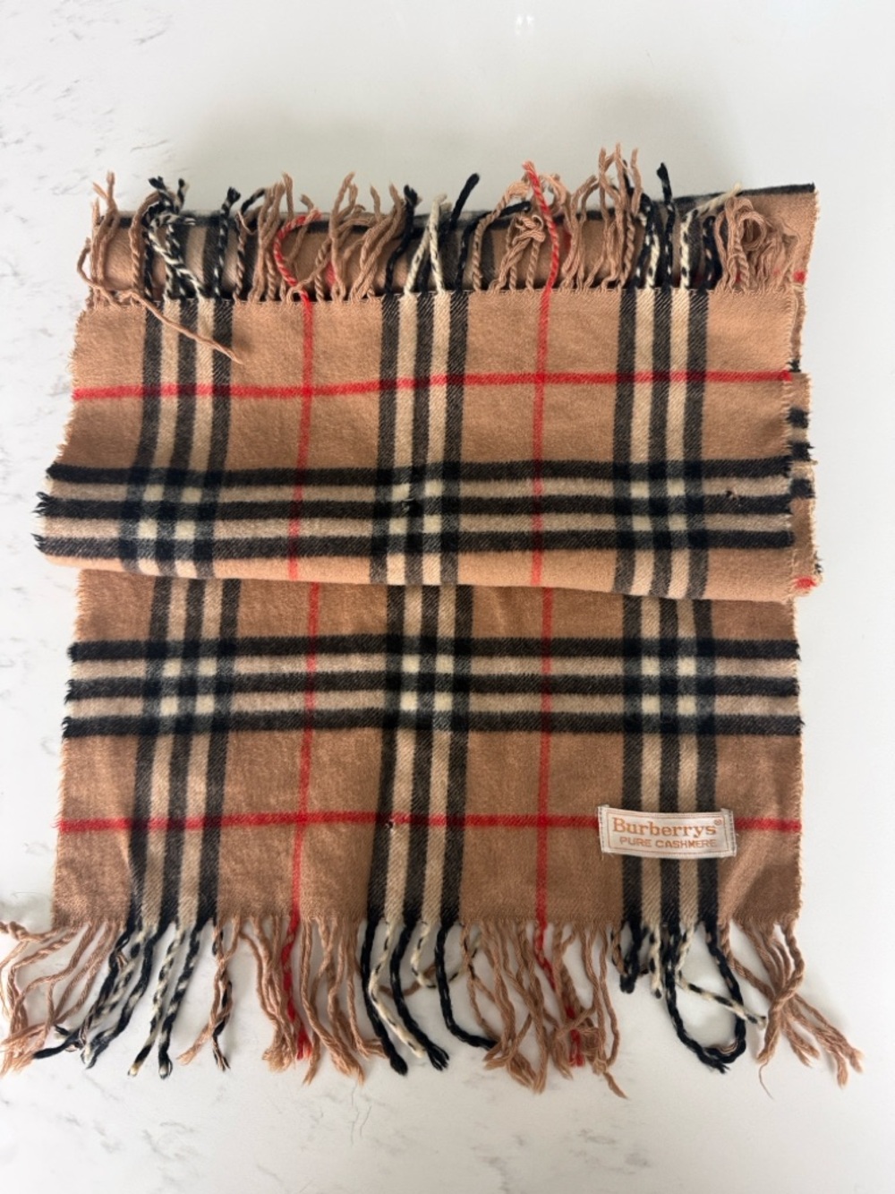 Burberry Classic Camel Check 100% Cashmere Scarf